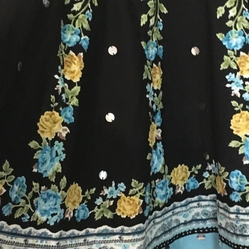 P J N Y Women's Sequins Flare Tie Waist Floral - Picture 2 of 8